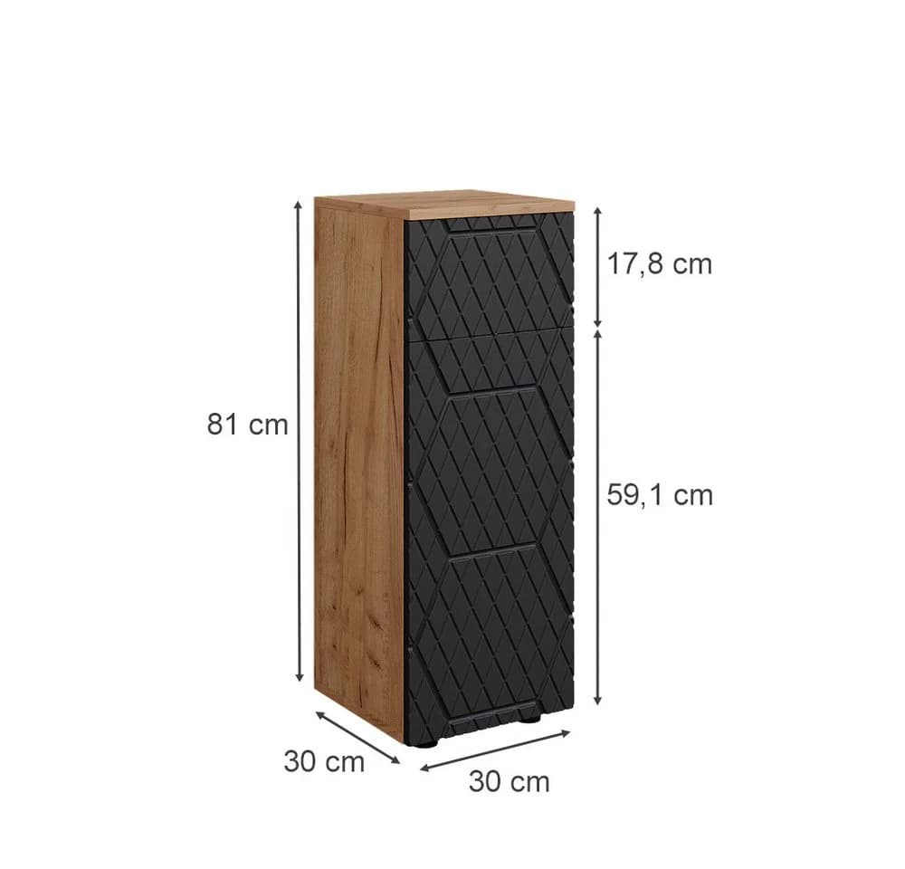 Vicco Midischrank Irma Anthrazit mit Wabenstruktur 1 Schublade 2 Fächer - Bild 4