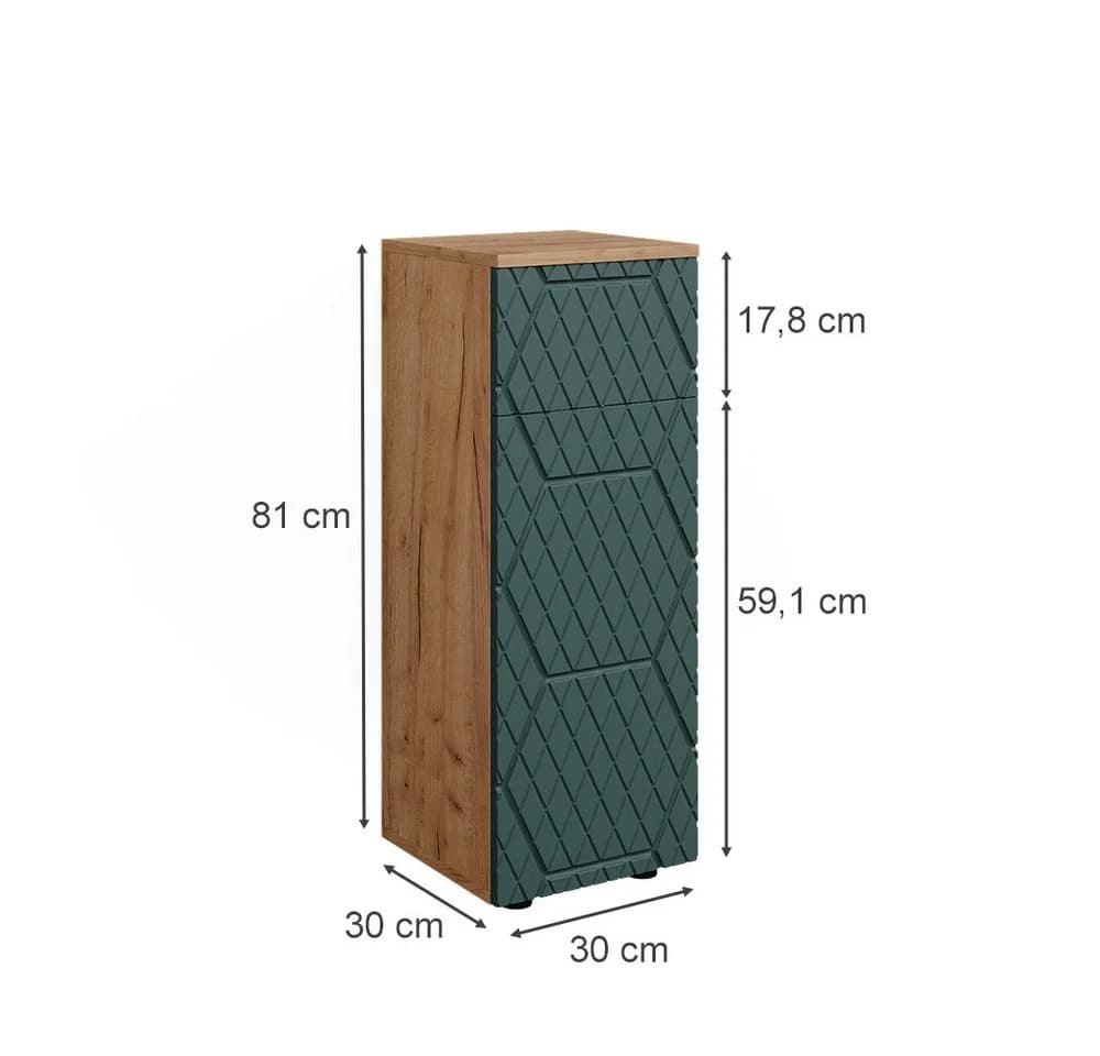 Vicco Midischrank Irma Grün/Goldkraft Eiche 1 Schublade 2 Fächer - Bild 4