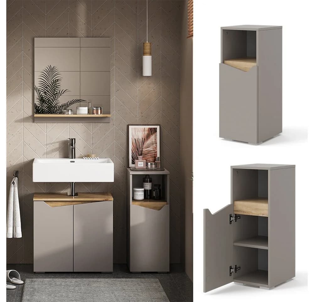 Vicco Midischrank Marelle Greige mit Tür und offenem Fach - Bild 2