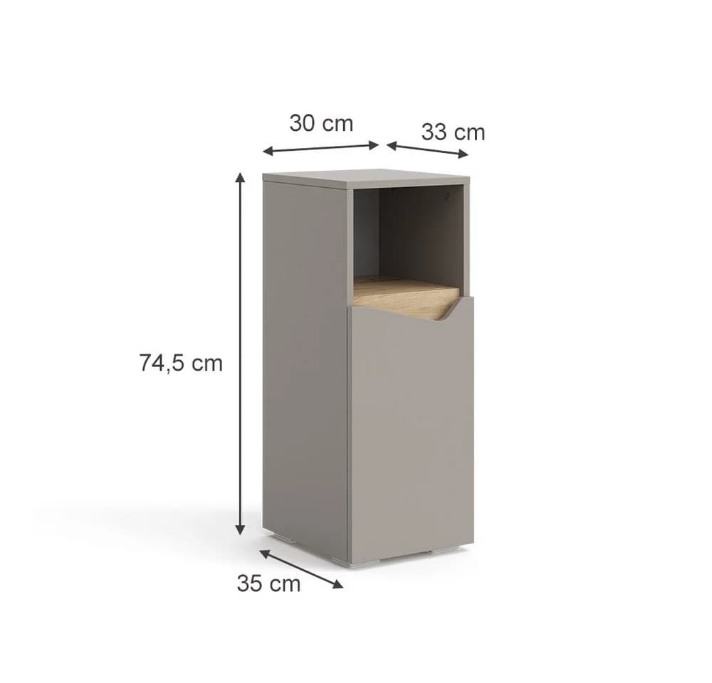 Vicco Midischrank Marelle Greige mit Tür und offenem Fach - Bild 4