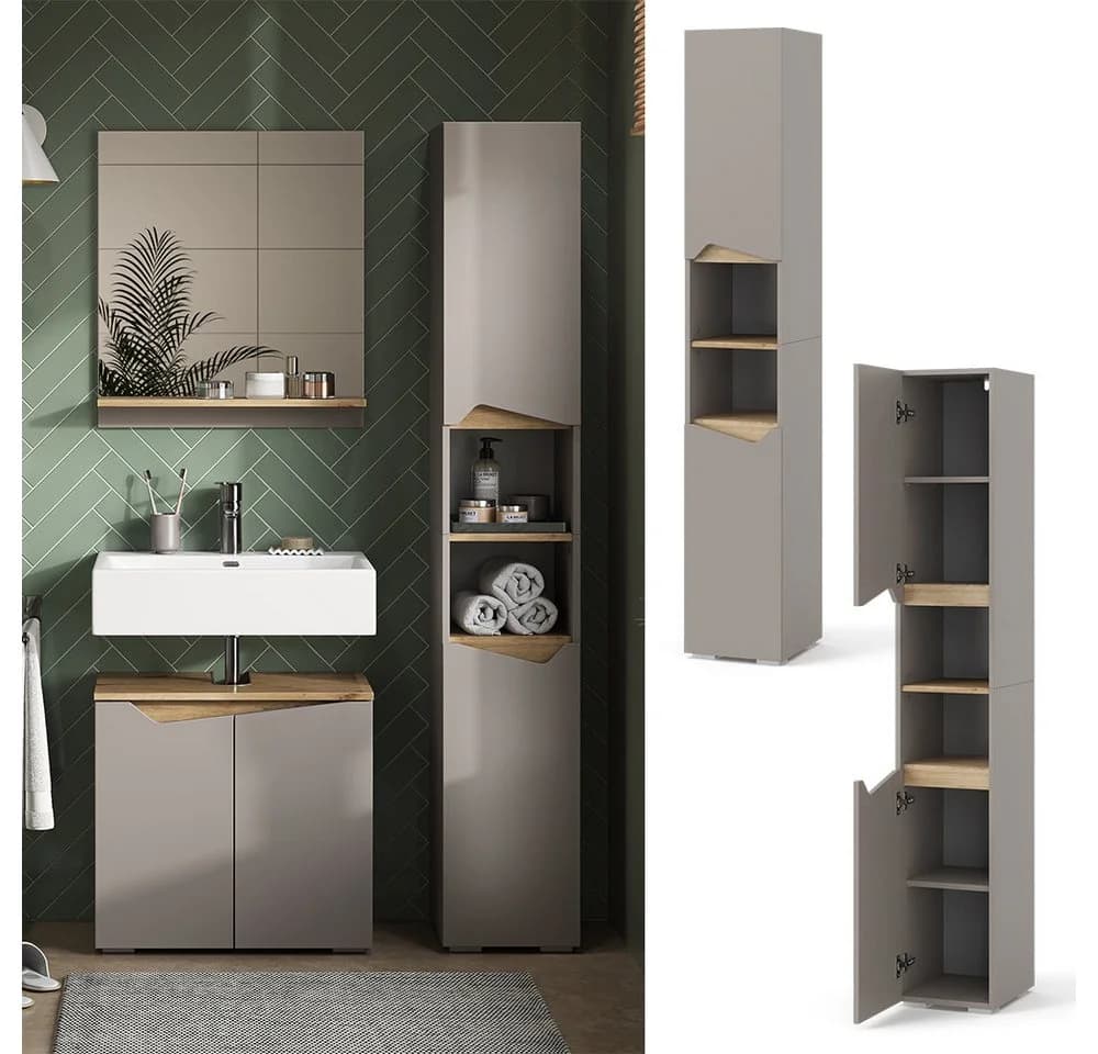 Vicco Hochschrank Marelle Greige Artisan-Eiche Moderner Badschrank - Bild 2