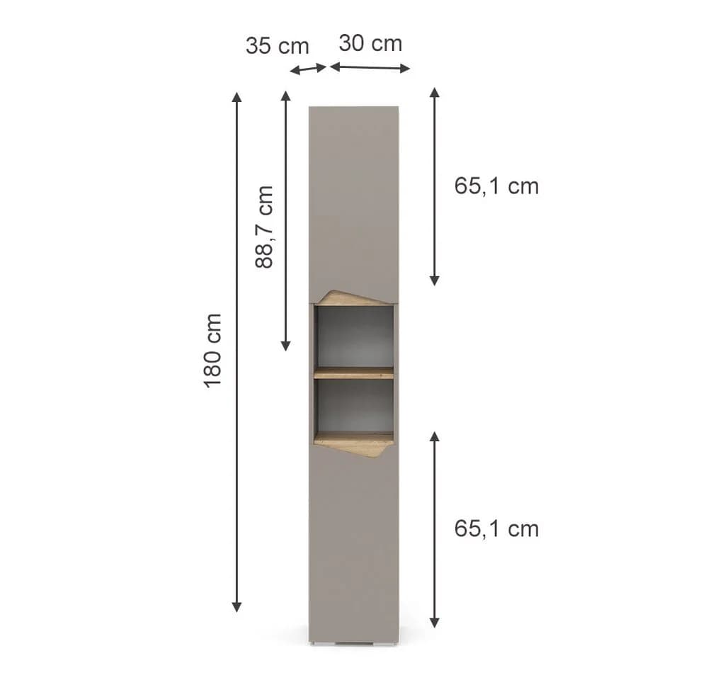 Vicco Hochschrank Marelle Greige Artisan-Eiche Moderner Badschrank - Bild 4