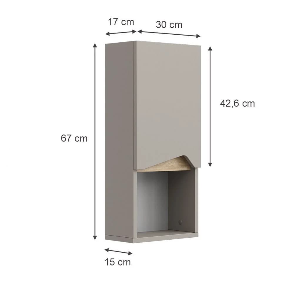 Vicco Hängeschrank Marelle Greige Modern mit Tür und offenem Fach - Bild 4