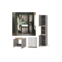Vicco Badmöbel-Set Marelle Greige Eiche 3-teilig mit Hochschrank Bild 1