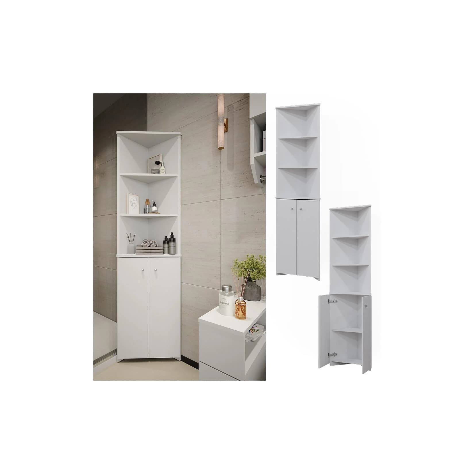 Vicco Badschrank Fynn Weiß Eckschrank 2 Türen Modern