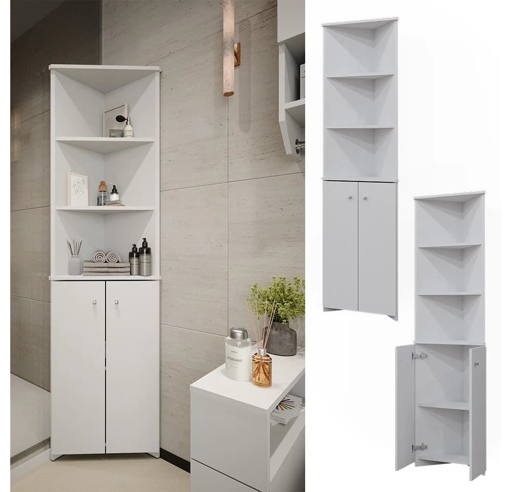 Vicco Badschrank Fynn Weiß Eckschrank 2 Türen Modern - Bild 2