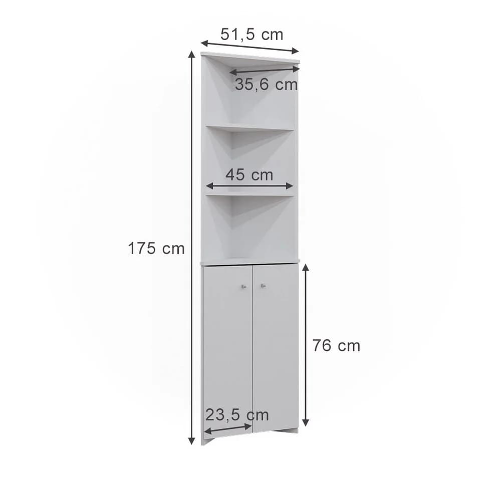 Vicco Badschrank Fynn Weiß Eckschrank 2 Türen Modern - Bild 4