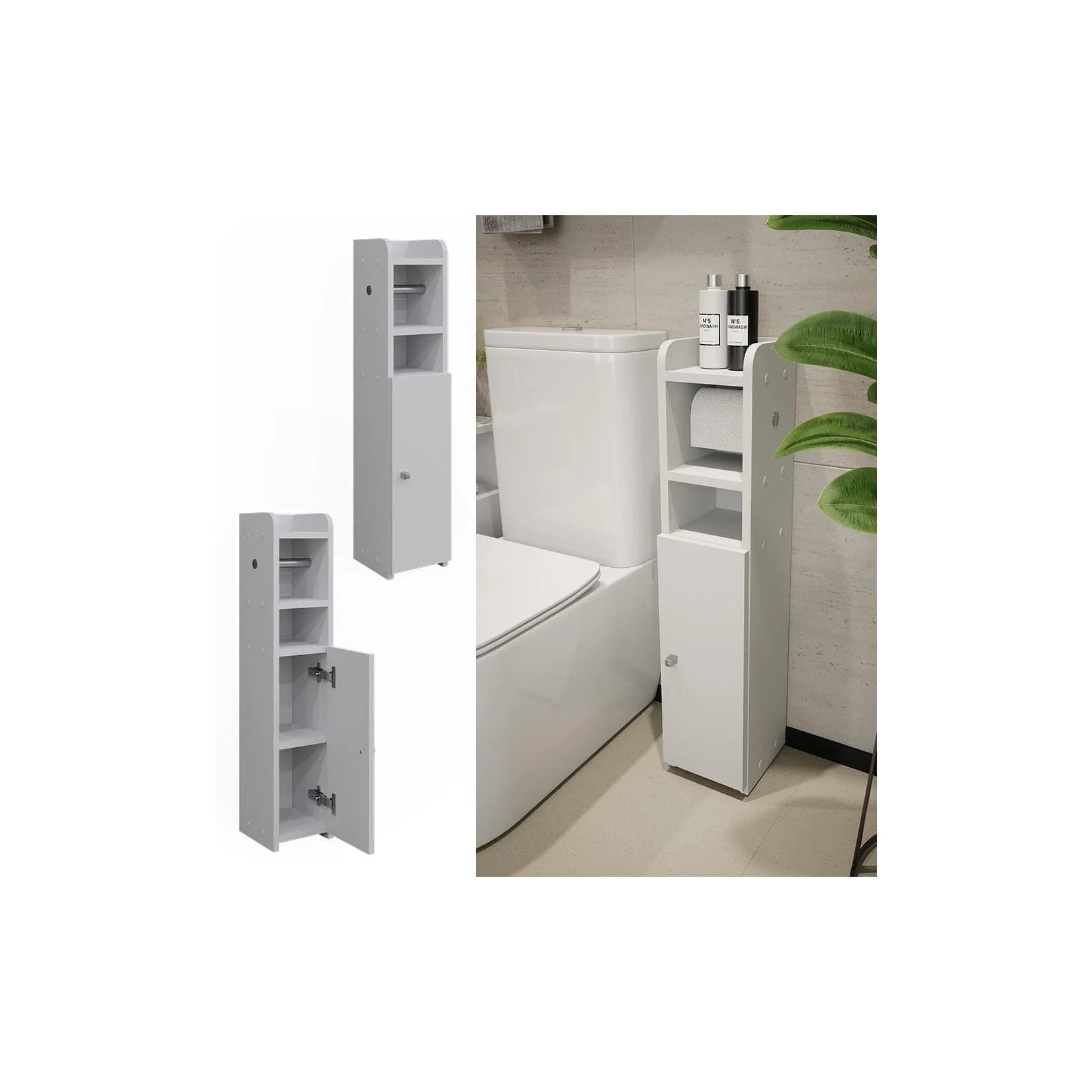 Vicco Toilettenpapierschrank Fynn Weiß mit Tür