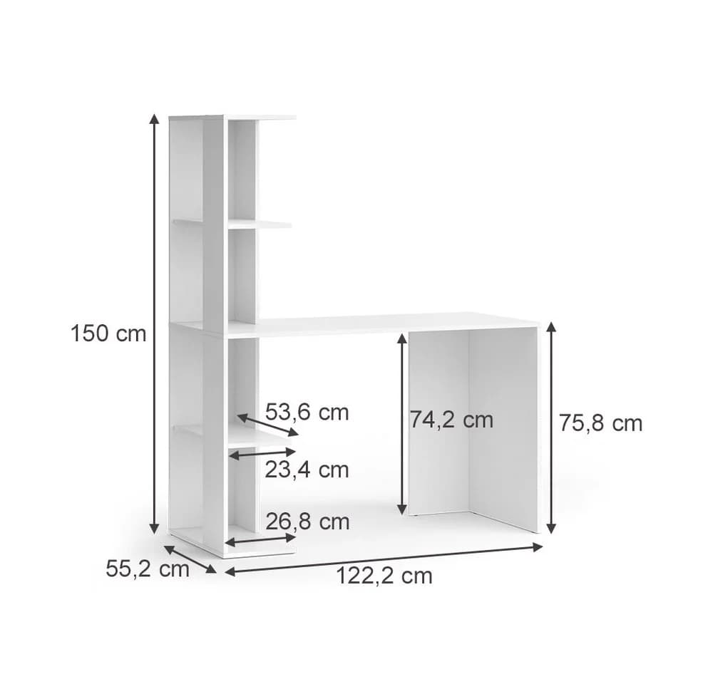 Vicco Schreibtisch Tower Weiß mit 4 Fächern - Bild 4