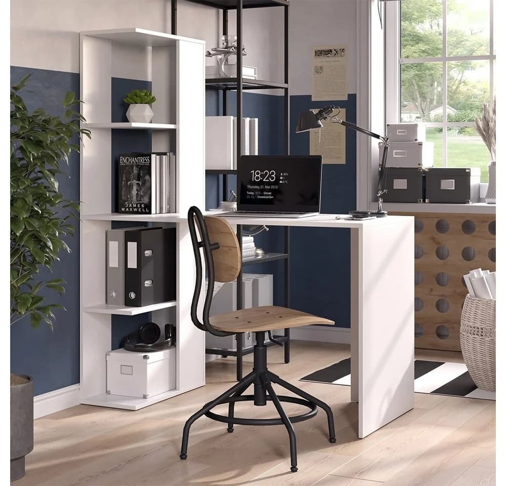 Vicco Schreibtisch Tower Weiß mit 4 Fächern - Bild 5