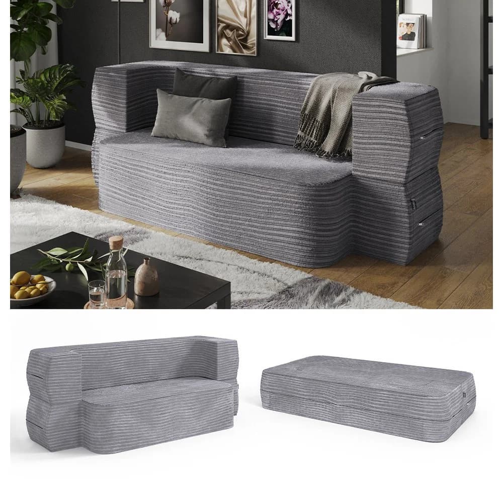 VitaliSpa® Schlafsofa Lille Grau mit Schlaffunktion und faltbarer Konstruktion - Bild 2