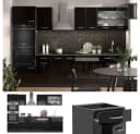 Vicco Küchenzeile R-Line Schwarz Hochglanz Anthrazit 300 cm mit Hochschrank Bild 5