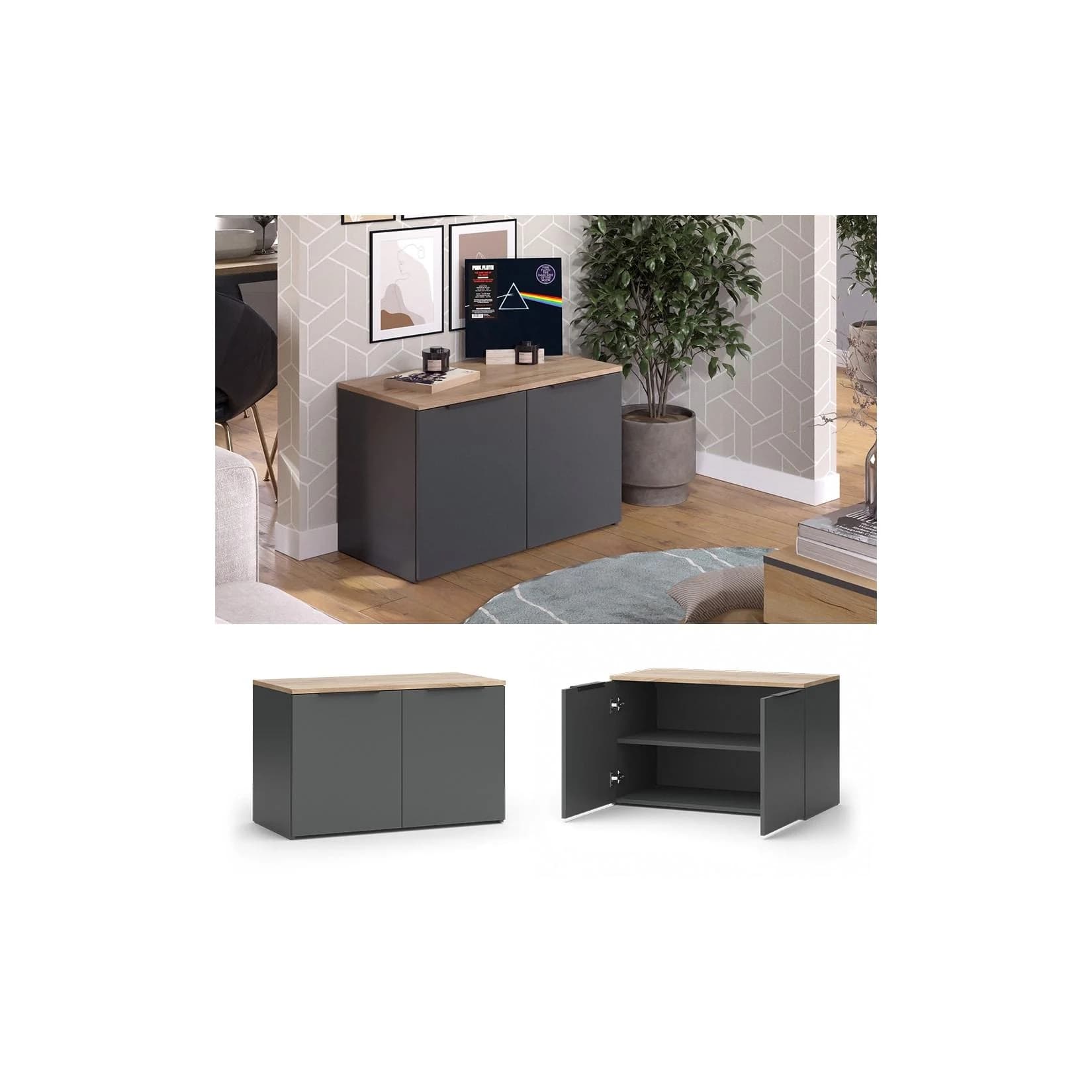 Vicco Kommode Wido Anthrazit Sonoma 2 Türen Modern
