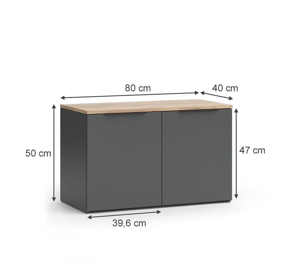 Vicco Kommode Wido Anthrazit Sonoma 2 Türen Modern - Bild 4