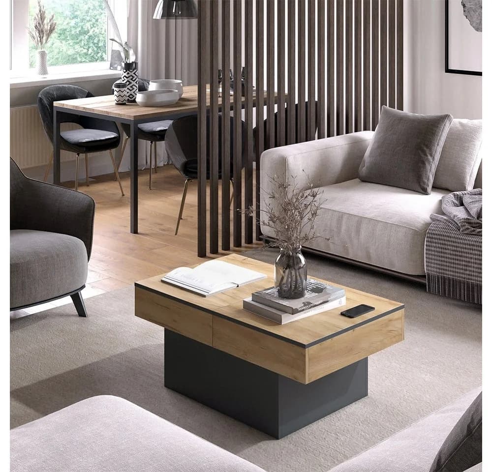 Vicco Couchtisch Boto Anthrazit Goldkraft Eiche Ausziehbar - Bild 3