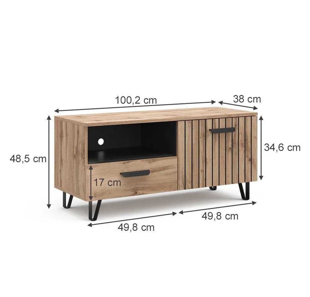 Vicco Lowboard Amber Eiche Wotan mit Schublade und Tür - Bild 5