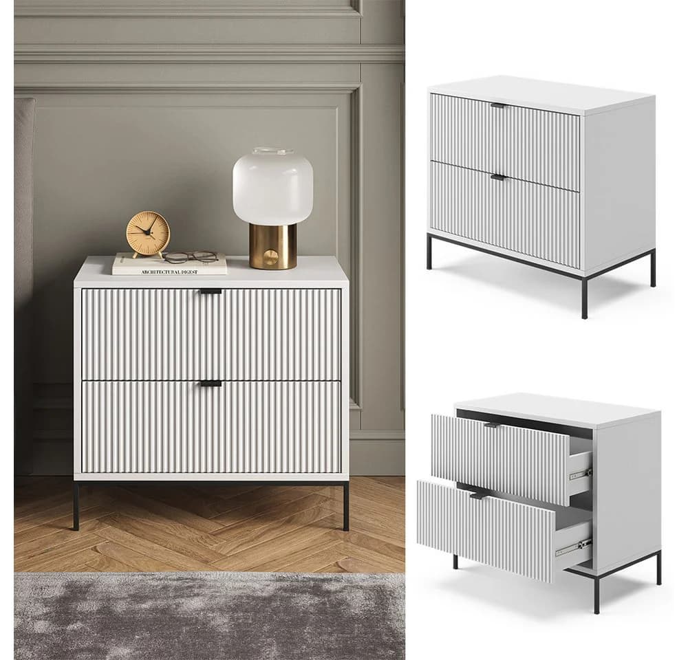 Vicco Nachtschrank Eliza Weiß mit 2 Schubladen - Bild 4