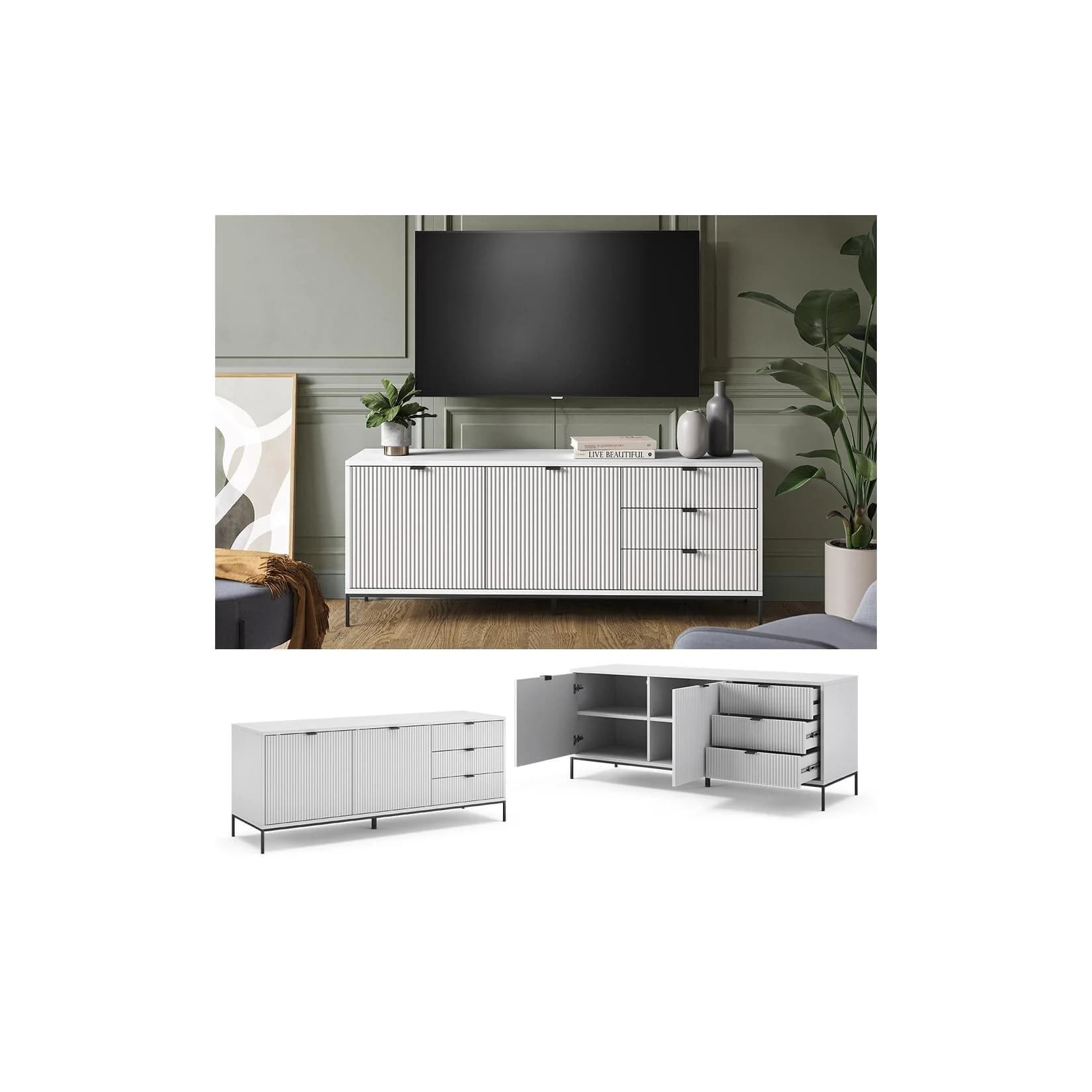 Vicco Lowboard Eliza Weiß Modernes TV-Möbel mit Schubladen