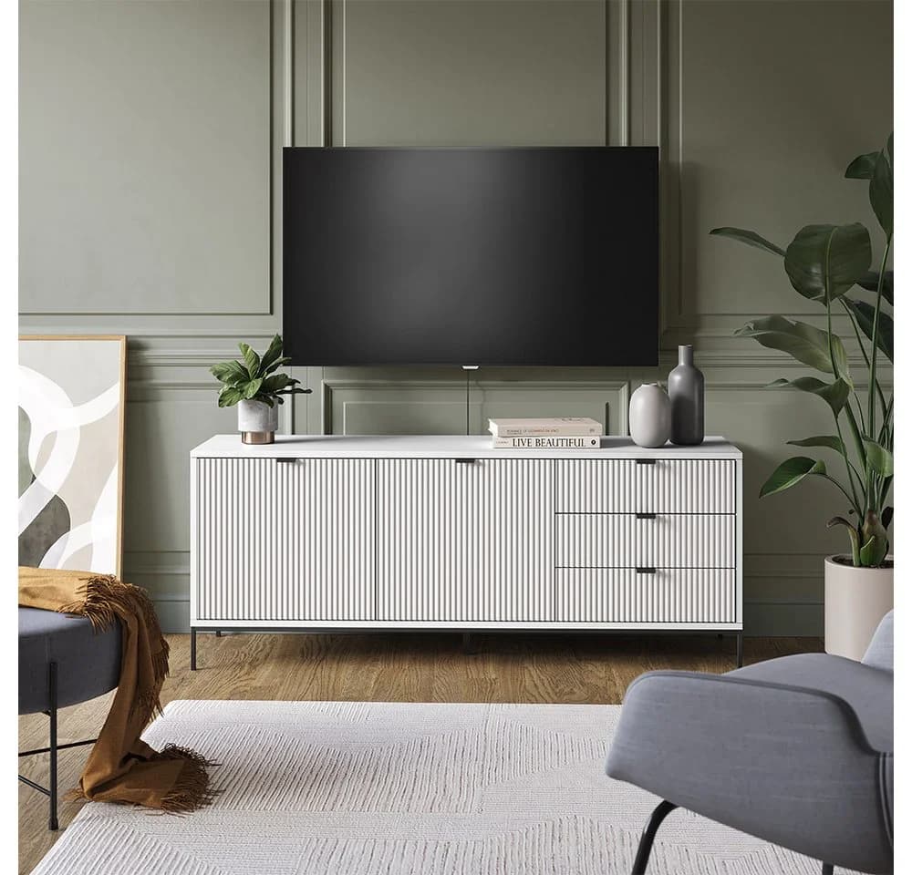 Vicco Lowboard Eliza Weiß Modernes TV-Möbel mit Schubladen - Bild 3