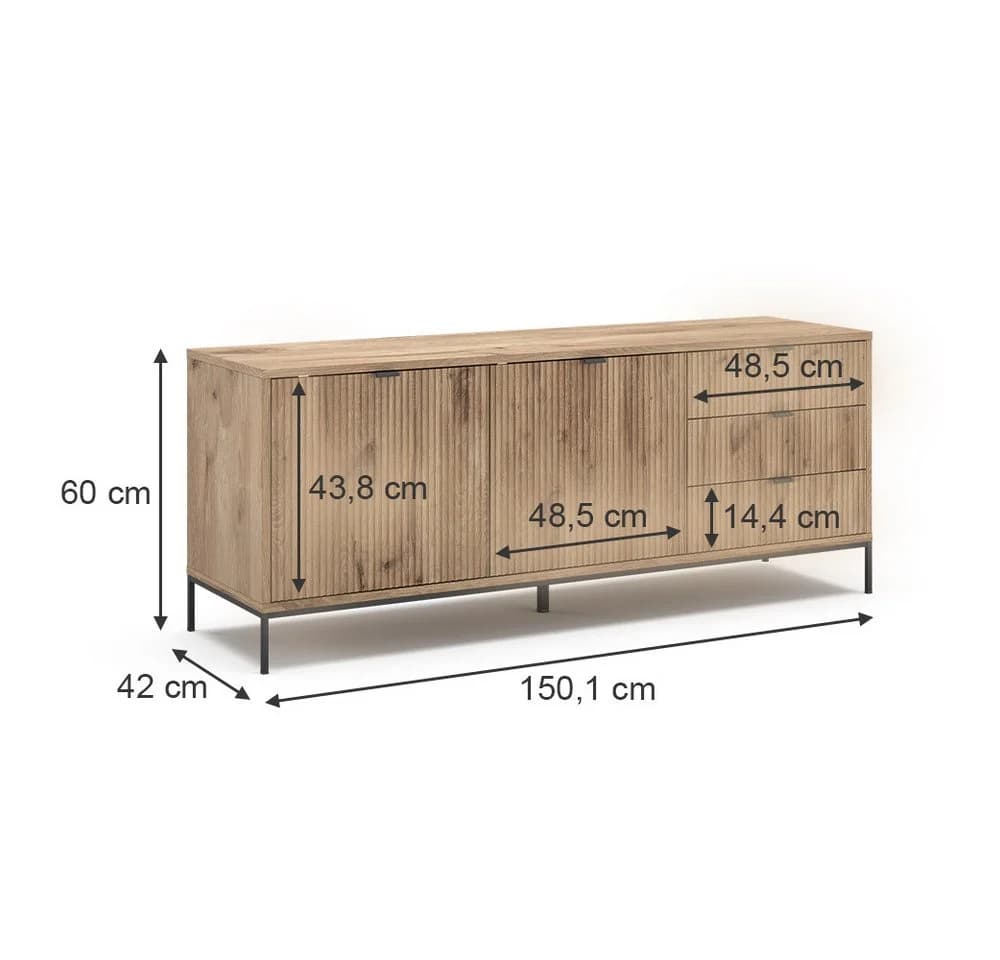 Vicco Lowboard Eliza Viking Oak Modern mit Schubladen - Bild 5