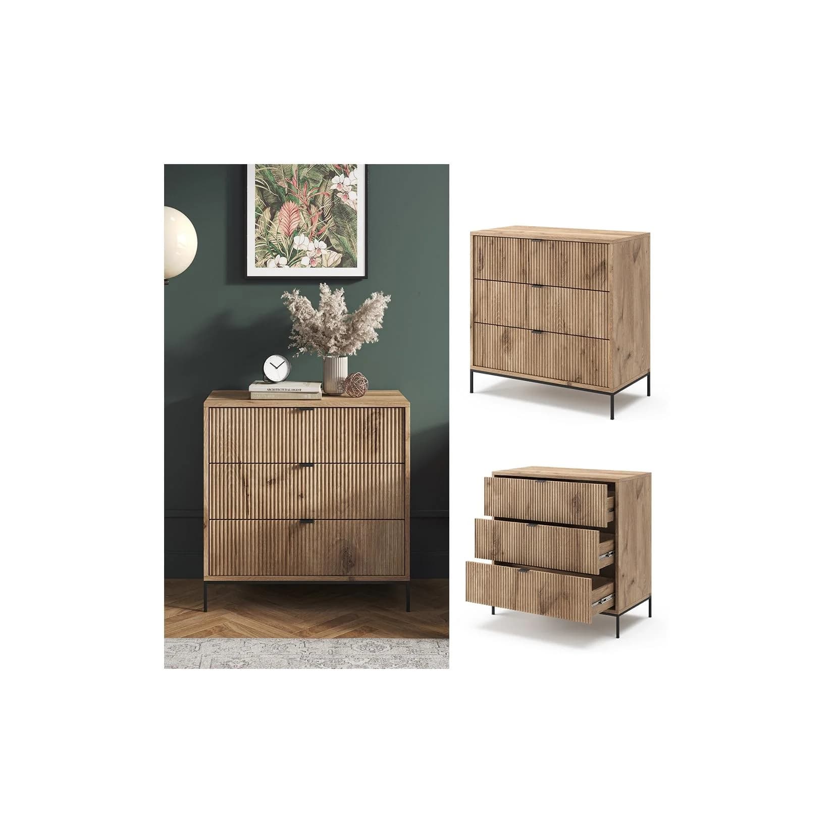 Vicco Kommode Eliza 3 Schubladen Viking Oak Modernes Design