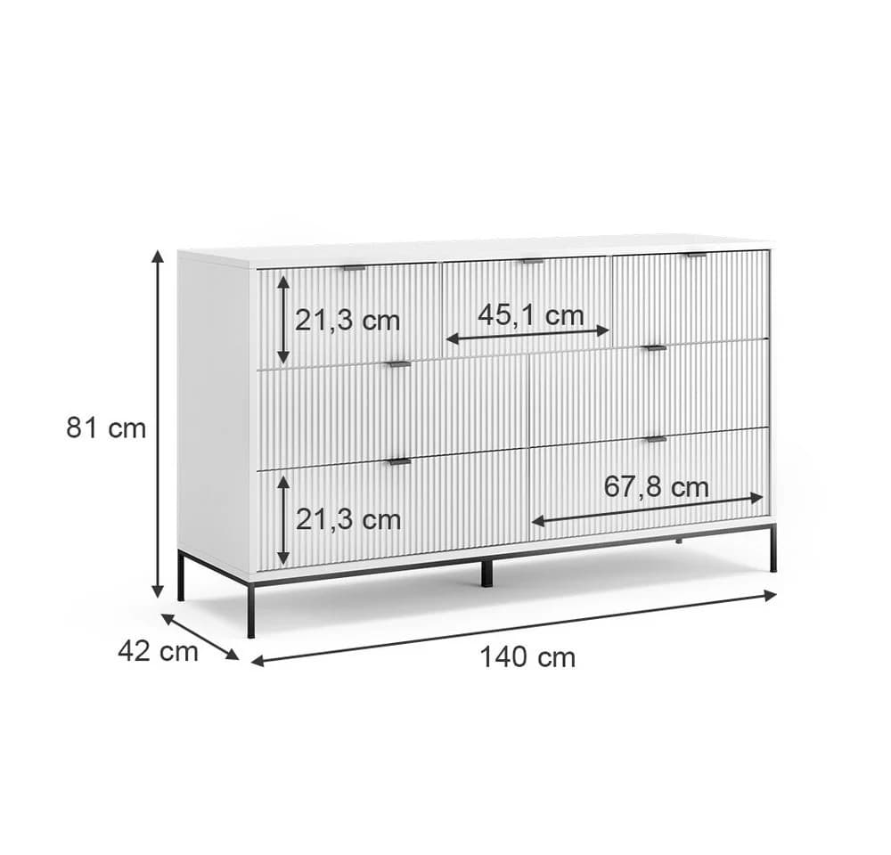 Vicco Kommode Eliza Weiß 7 Schubladen Elegantes Sideboard - Bild 5