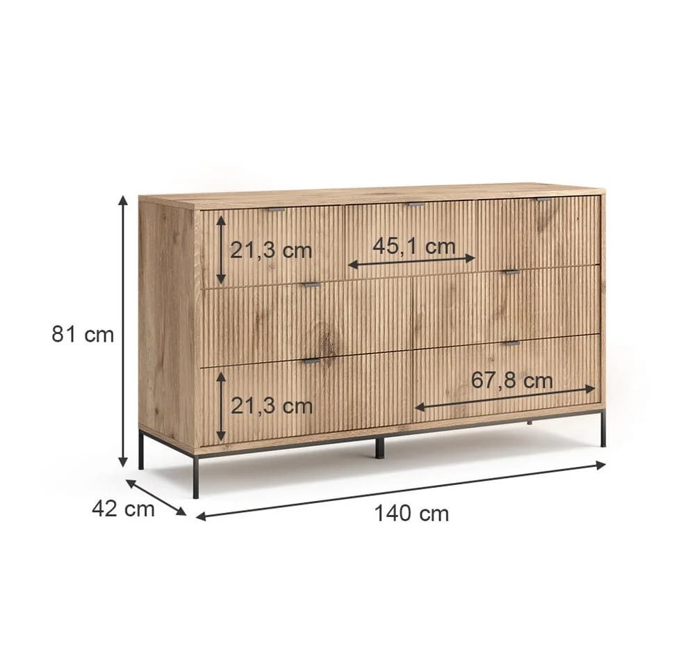 Vicco Sideboard Eliza Viking Oak mit 7 Schubladen - Bild 5