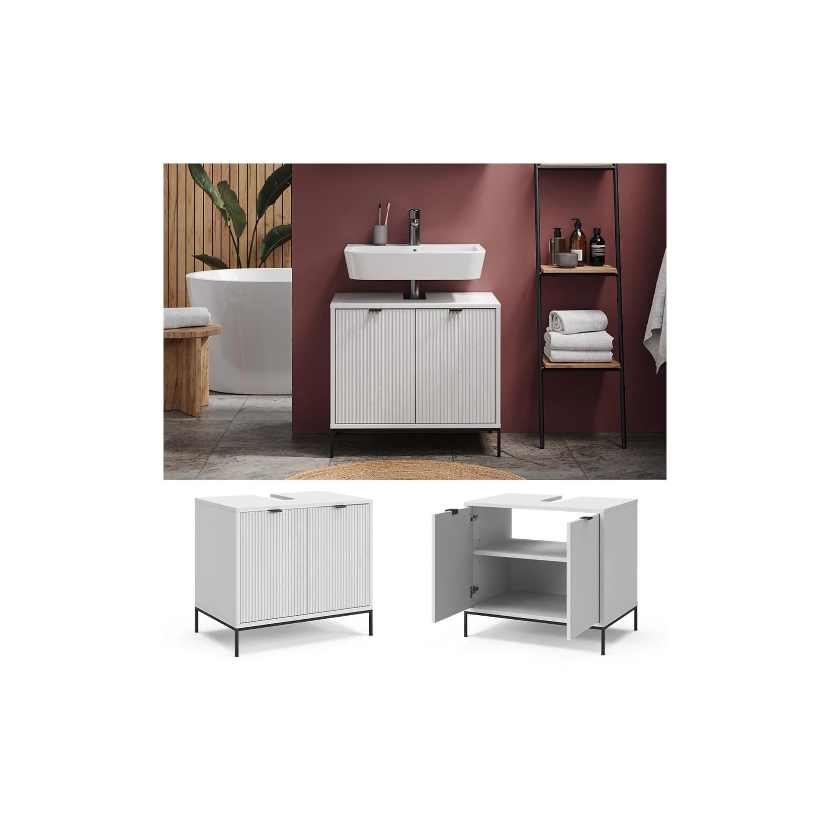 Vicco Waschbeckenunterschrank Eliza Weiß 2 Türen Modern