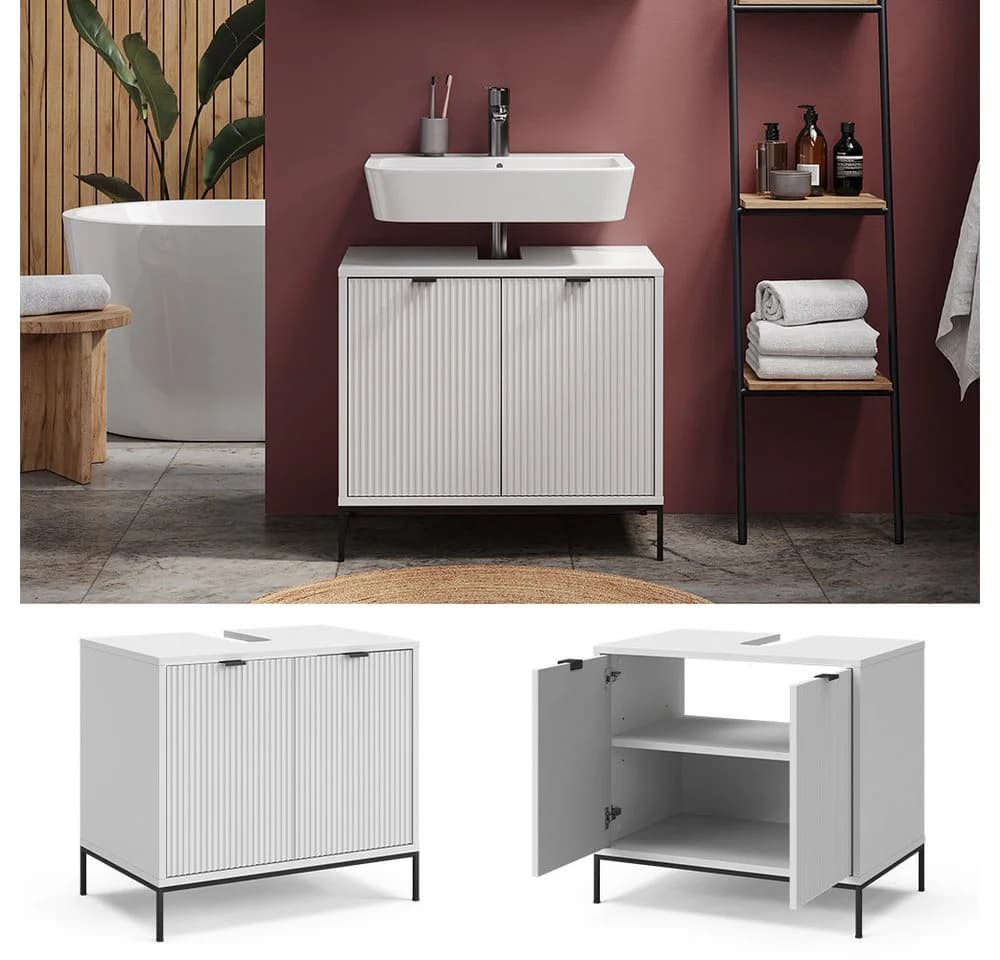 Vicco Waschbeckenunterschrank Eliza Weiß 2 Türen Modern - Bild 2