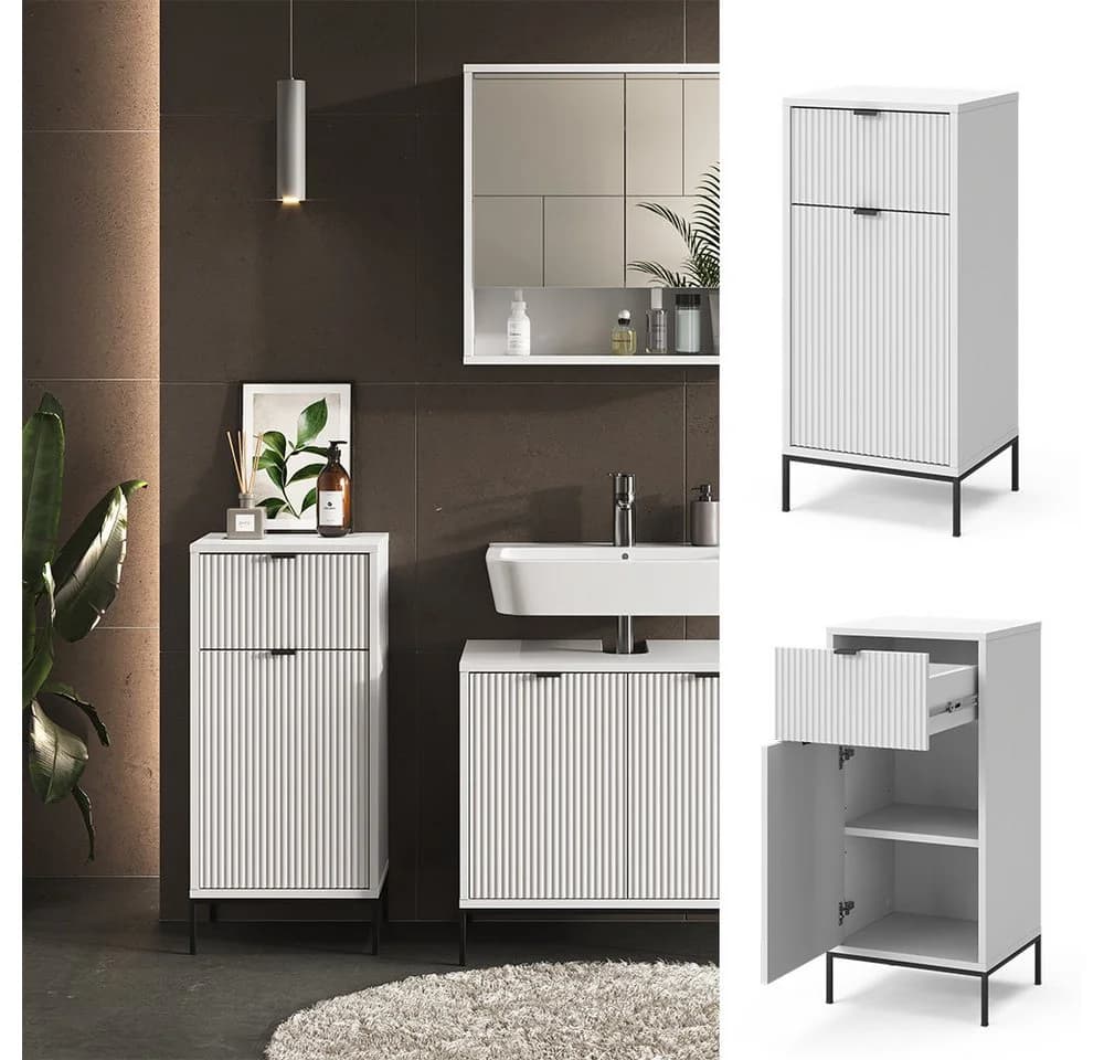 Vicco Midischrank Eliza Weiß mit Tür und Schublade Modern - Bild 2