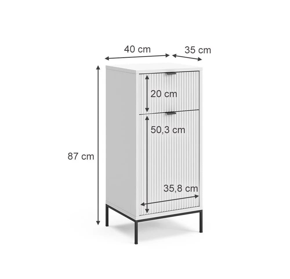 Vicco Midischrank Eliza Weiß mit Tür und Schublade Modern - Bild 4