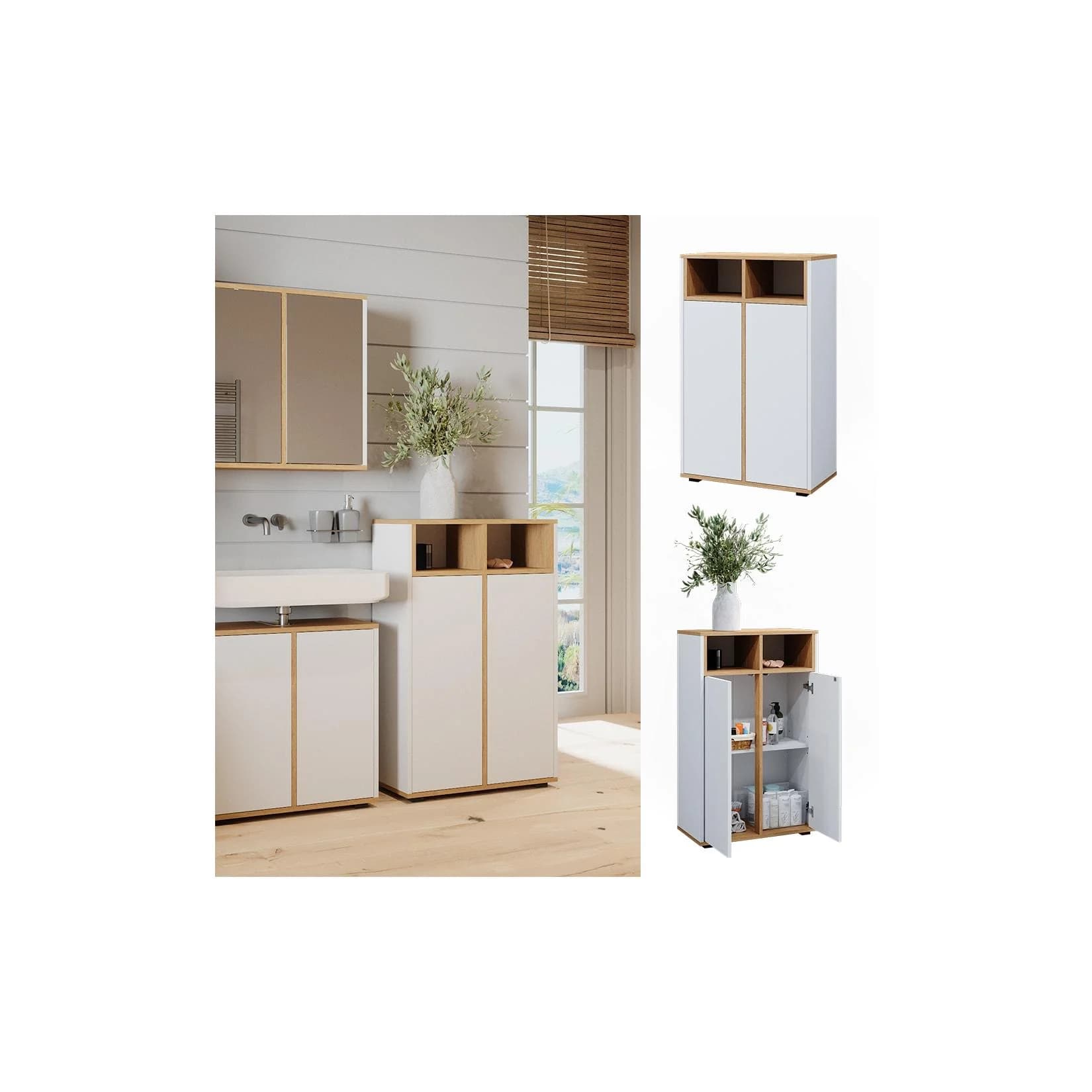 Vicco Midischrank Didi Weiß Eiche 2 Türen Modern