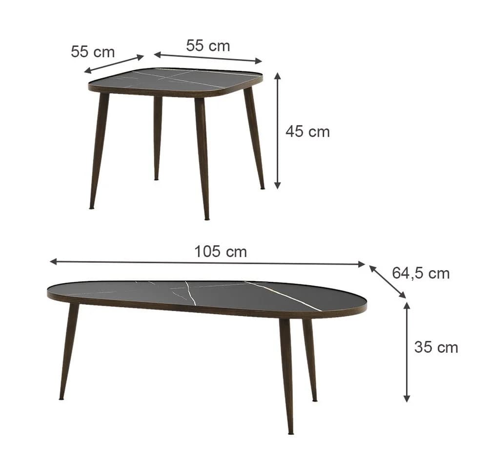 Vicco Couchtisch-Set Manitoba Schwarz Modern Loft-Stil - Bild 5