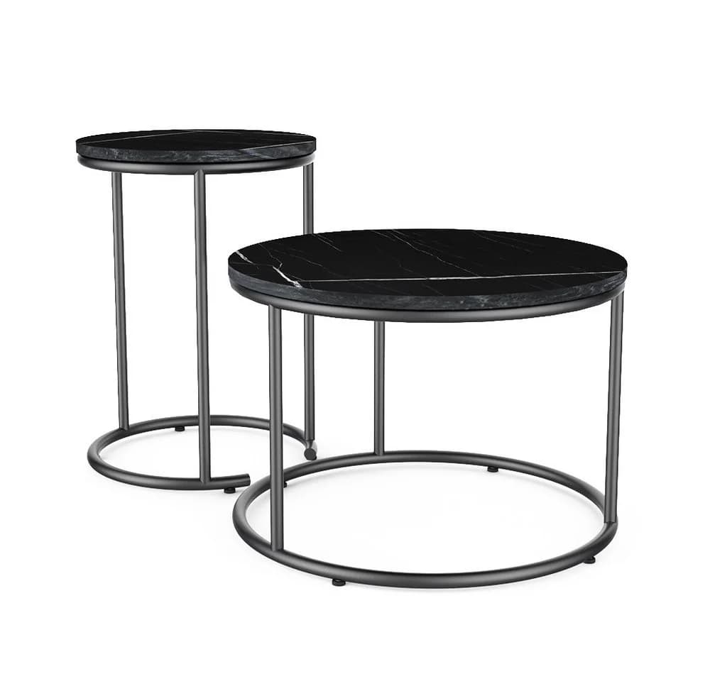 Vicco Couchtisch-Set 2-tlg. Schwarz Marmor-Optik Modern - Bild 2
