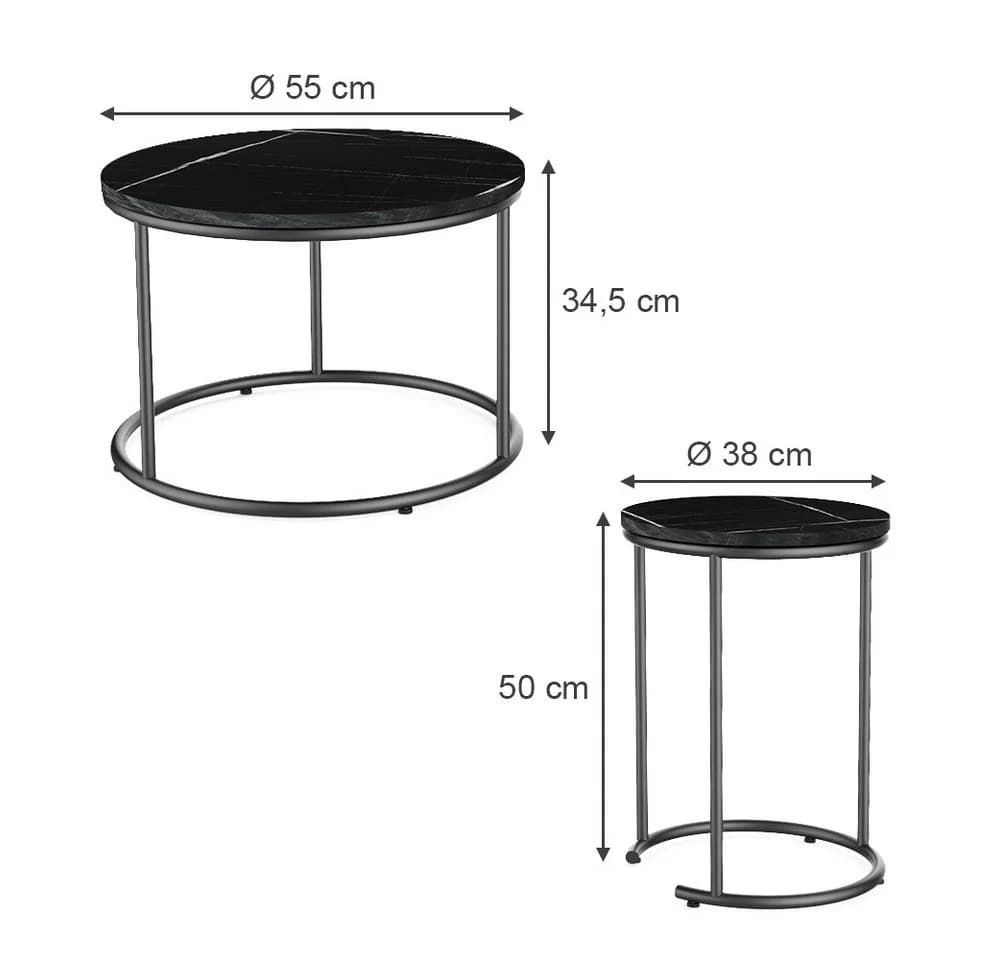 Vicco Couchtisch-Set 2-tlg. Schwarz Marmor-Optik Modern - Bild 5