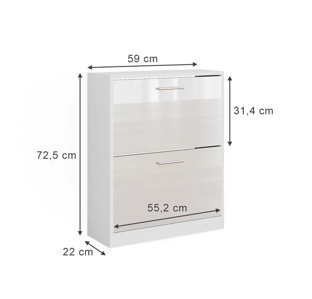 Vicco Schuhschrank Gizmo Weiß Hochglanz 2 Fächer - Bild 5