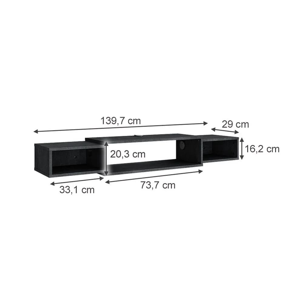 Vicco Lowboard Nordic Schwarz Beton mit offenen Regalen - Bild 5