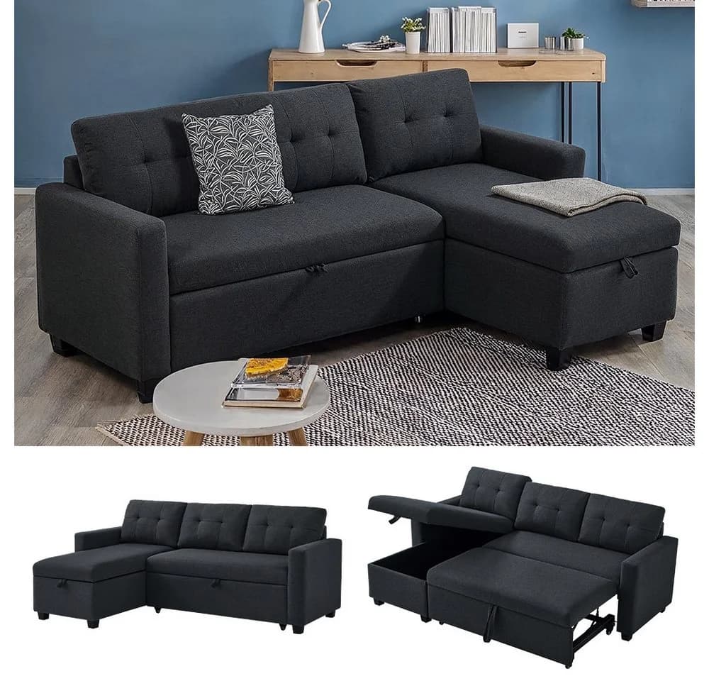 VitaliSpa Ecksofa Campina Anthrazit L-Form mit Schlaffunktion - Bild 2