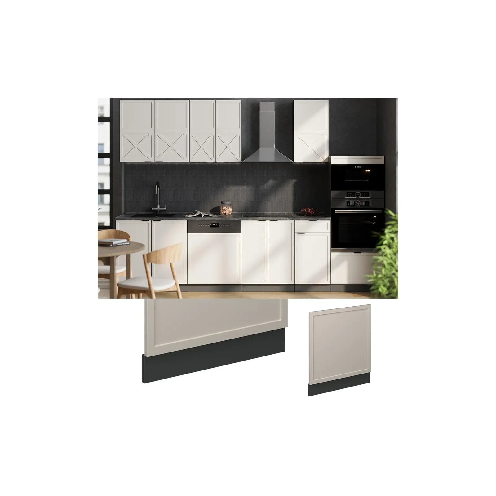 Vicco Geschirrspülerblende Fame-Line Anthrazit Grau-Beige Gerahmt 60 cm