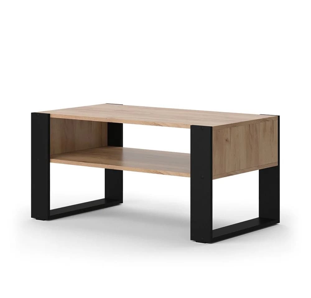 Vicco Couchtisch Olli Goldkraft Eiche Schwarz mit Ablage - Bild 2