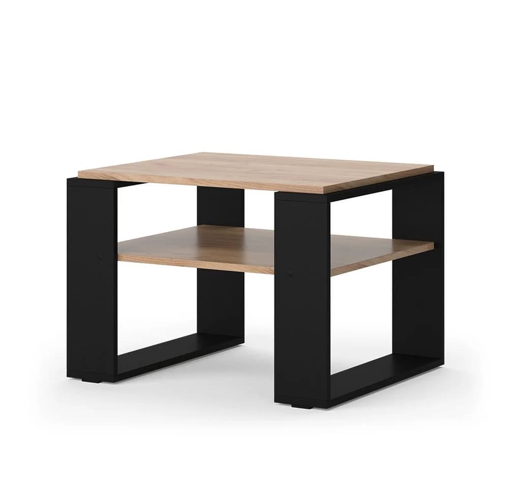 Vicco Couchtisch Helm mit Ablage Goldkraft Eiche Schwarz - Bild 2