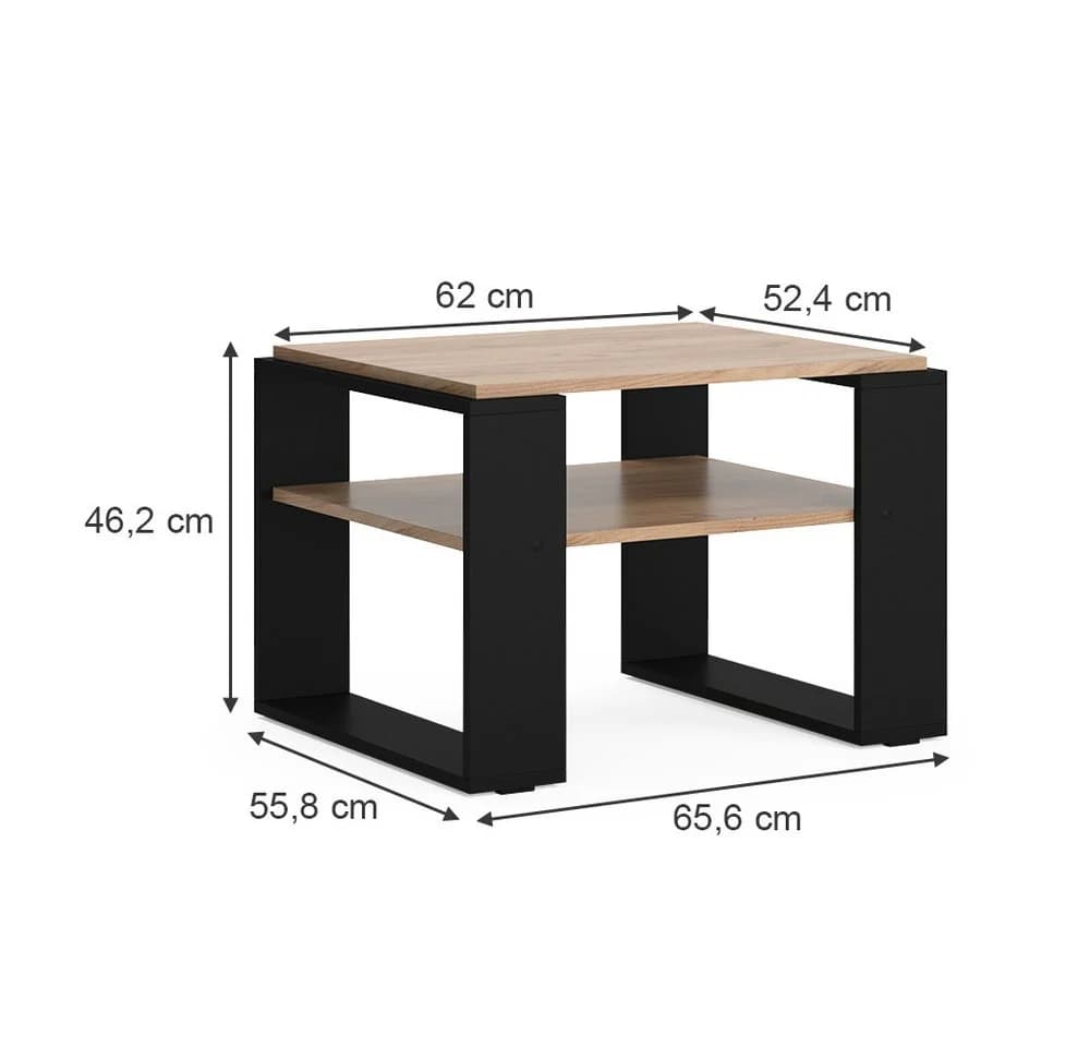 Vicco Couchtisch Helm mit Ablage Goldkraft Eiche Schwarz - Bild 5