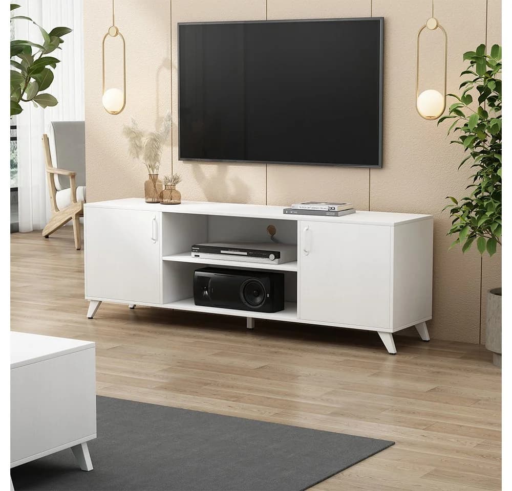 Vicco Lowboard Maceio Weiß mit 2 Türen und offenen Fächern - Bild 3