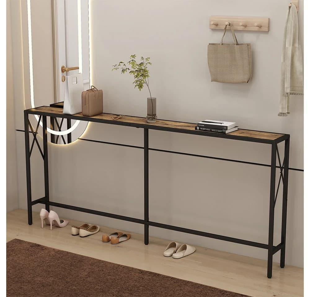 Vicco Konsolentisch Lima Eiche Rustikal Schwarz Moderner Loft-Stil - Bild 3