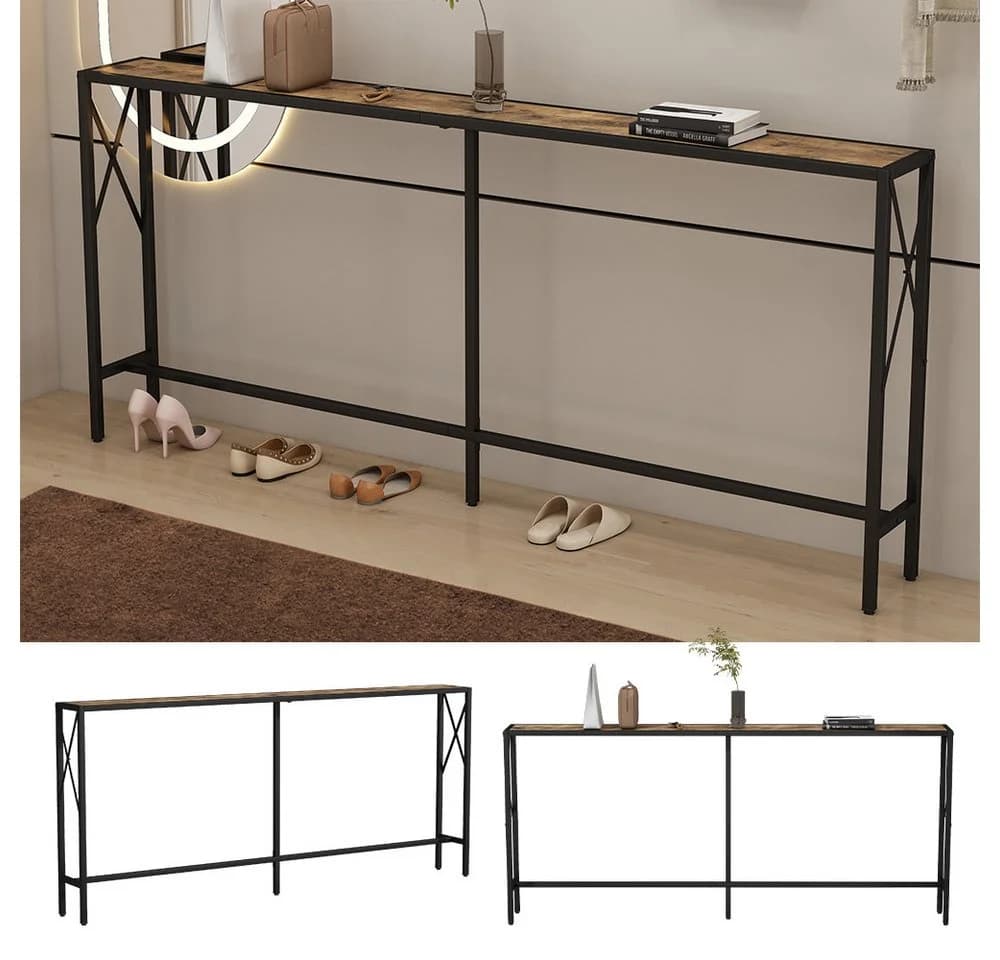 Vicco Konsolentisch Lima Eiche Rustikal Schwarz Moderner Loft-Stil - Bild 4