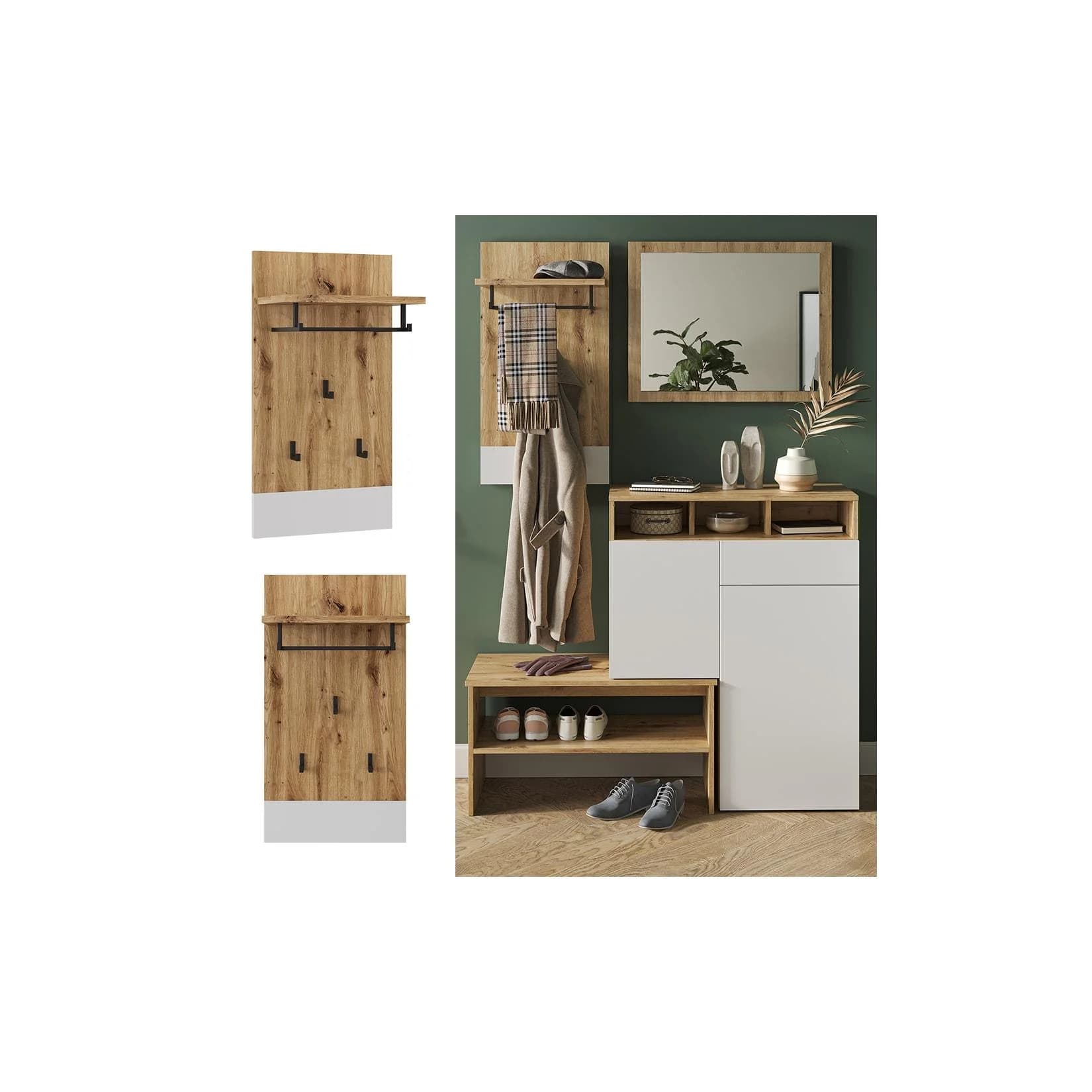 Vicco Wandgarderobe Selena Weiß Artisan-Eiche