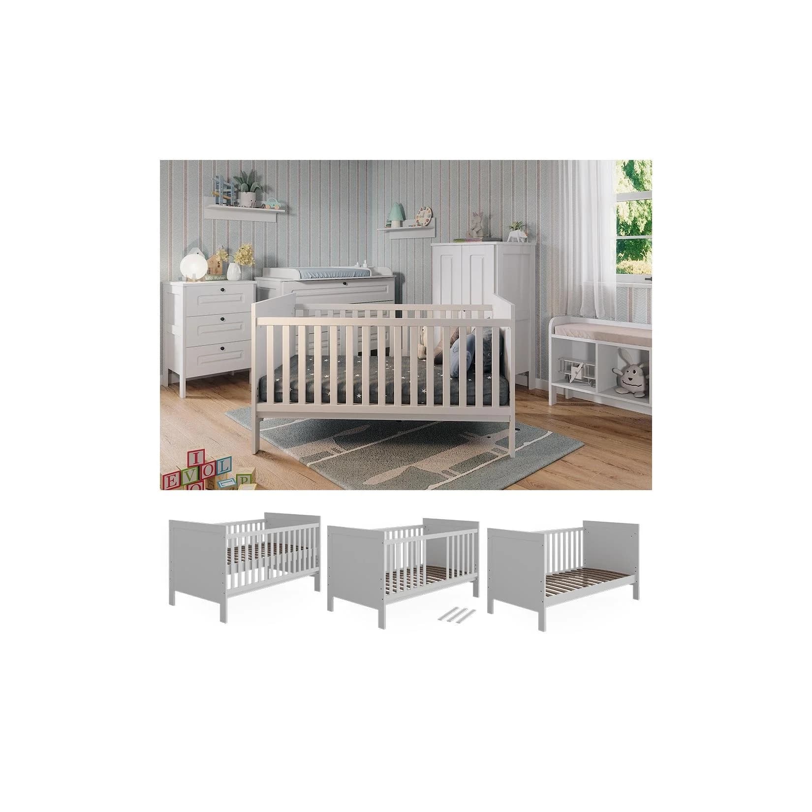 VitaliSpa® Babybett Ajaton Weiß Robust Vielseitig