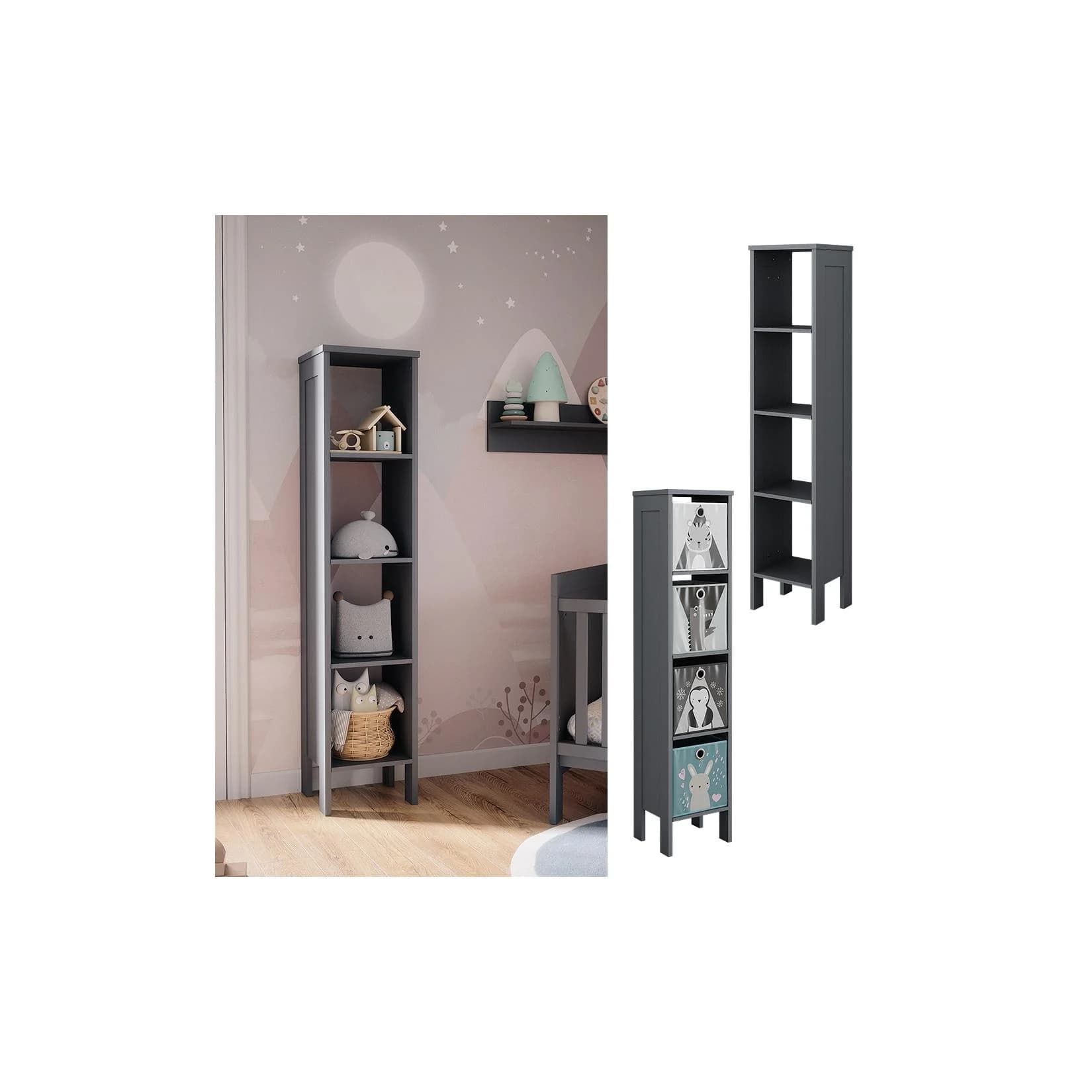 VitaliSpa® Bücherregal Ajaton Grau Kinderregal