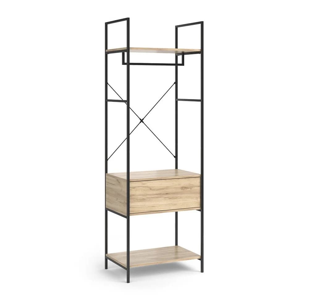 Vicco Kleiderschrank Enya Holz/Schwarz 60 x 180 cm mit Schublade