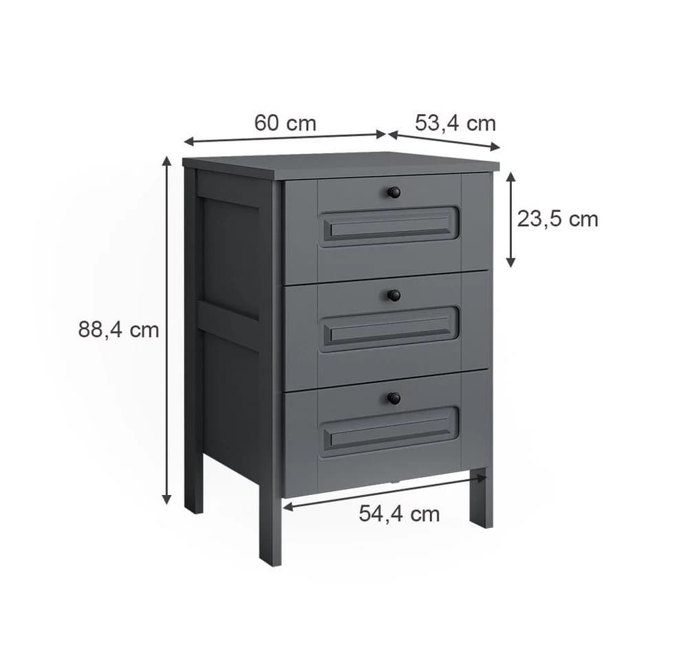 VitaliSpa® Kommode Ajaton Grau mit 3 Schubladen - Bild 4
